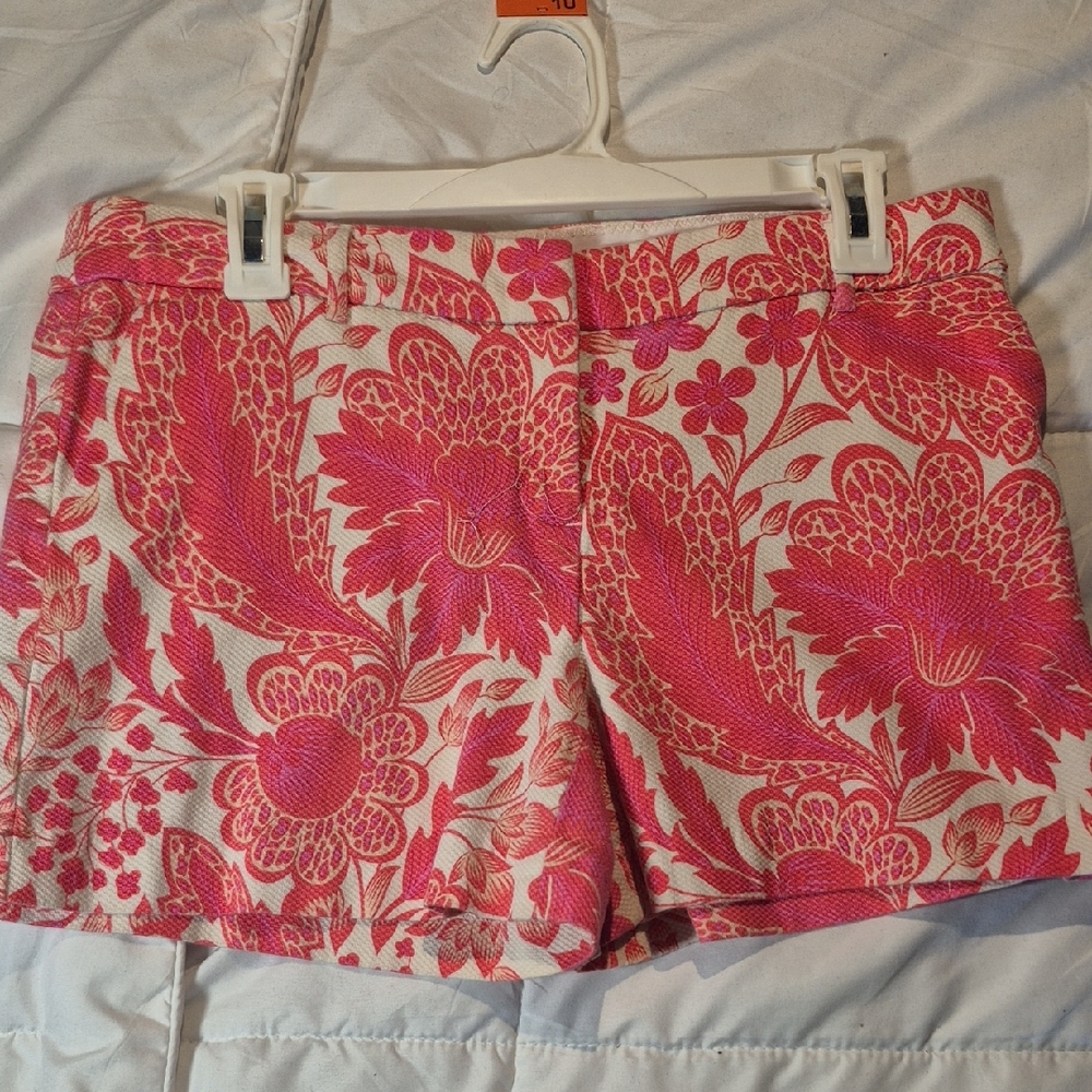 Kenar Pink and White Floral High Waist Shorts
